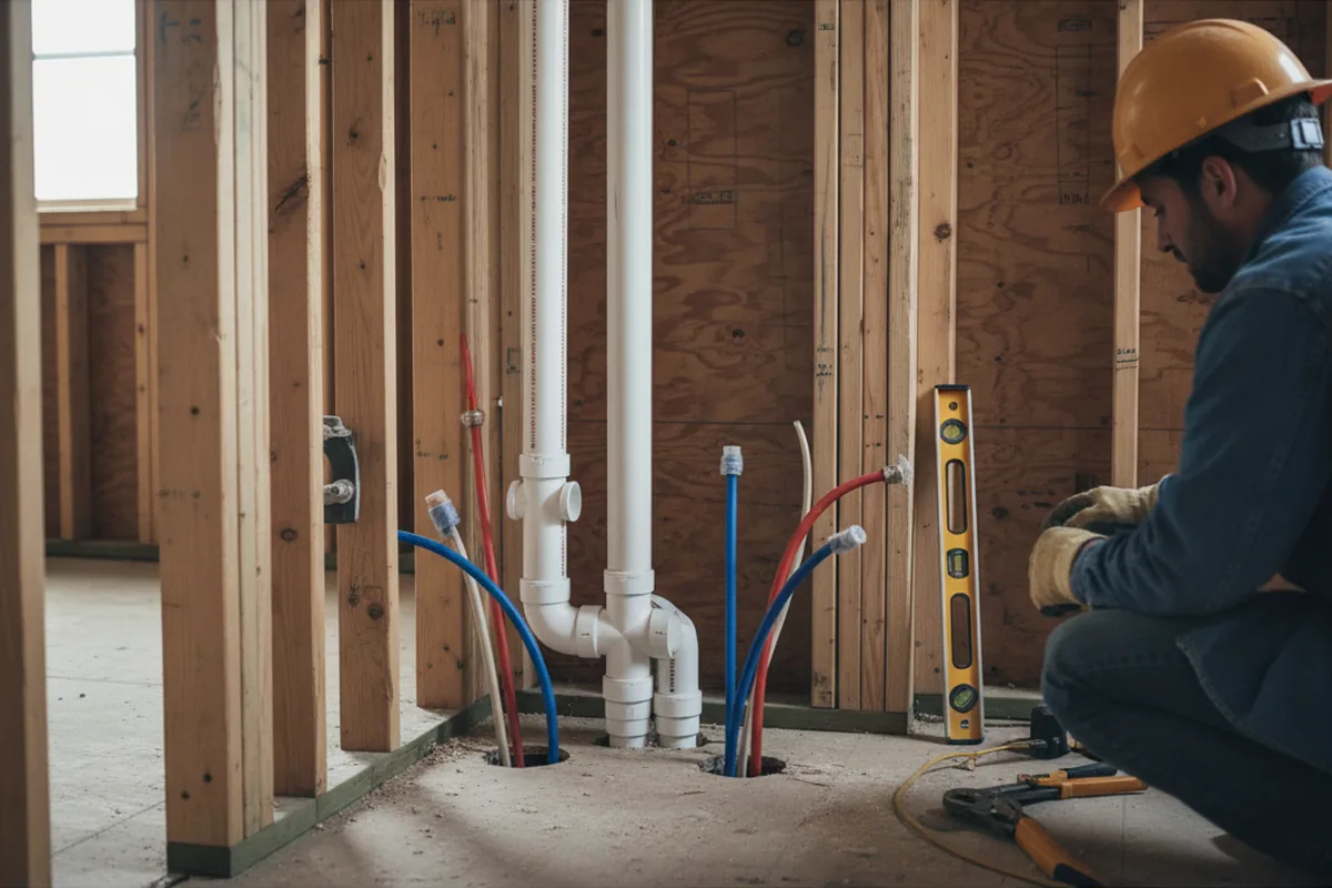 Drain and supply rough-in during Sump Pump Repair in Windsor